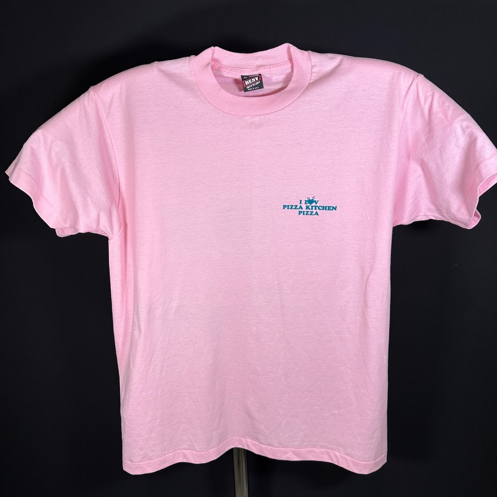 Vintage Best FTL Single Stitch T Shirt Men XL Pink I Love Pizza Kitchen Pizza